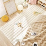 Rabbit fur bubble rug with rectangle